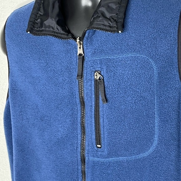 Basic Editions Reversible Blue Fleece /BlackVest Sz Med - Picture 7 of 11